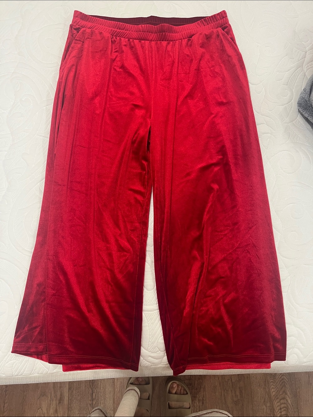 Red Velvety Discount Diva Stretch Wide Leg pants -3X